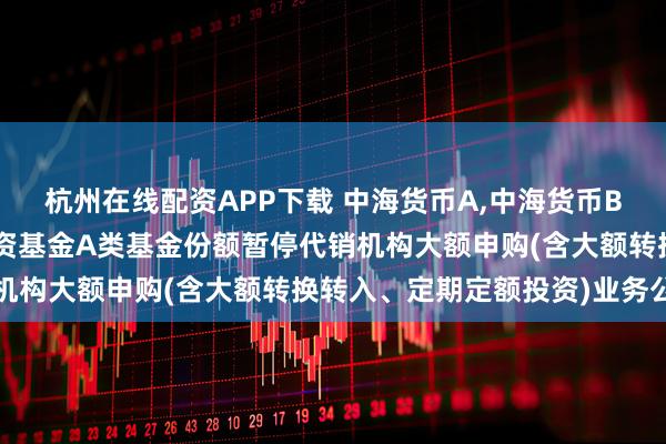 杭州在线配资APP下载 中海货币A,中海货币B: 中海货币市场证券投资基金A类基金份额暂停代销机构大额申购(含大额转换转入、定期定额投资)业务公告