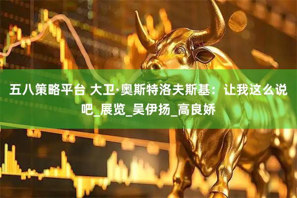 五八策略平台 大卫·奥斯特洛夫斯基：让我这么说吧_展览_吴伊扬_高良娇